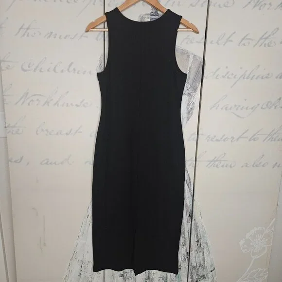 NWT Marine Layer Lexi Rib Dress Size Medium Black Sleeveless Midi Stretch - Picture 3 of 6